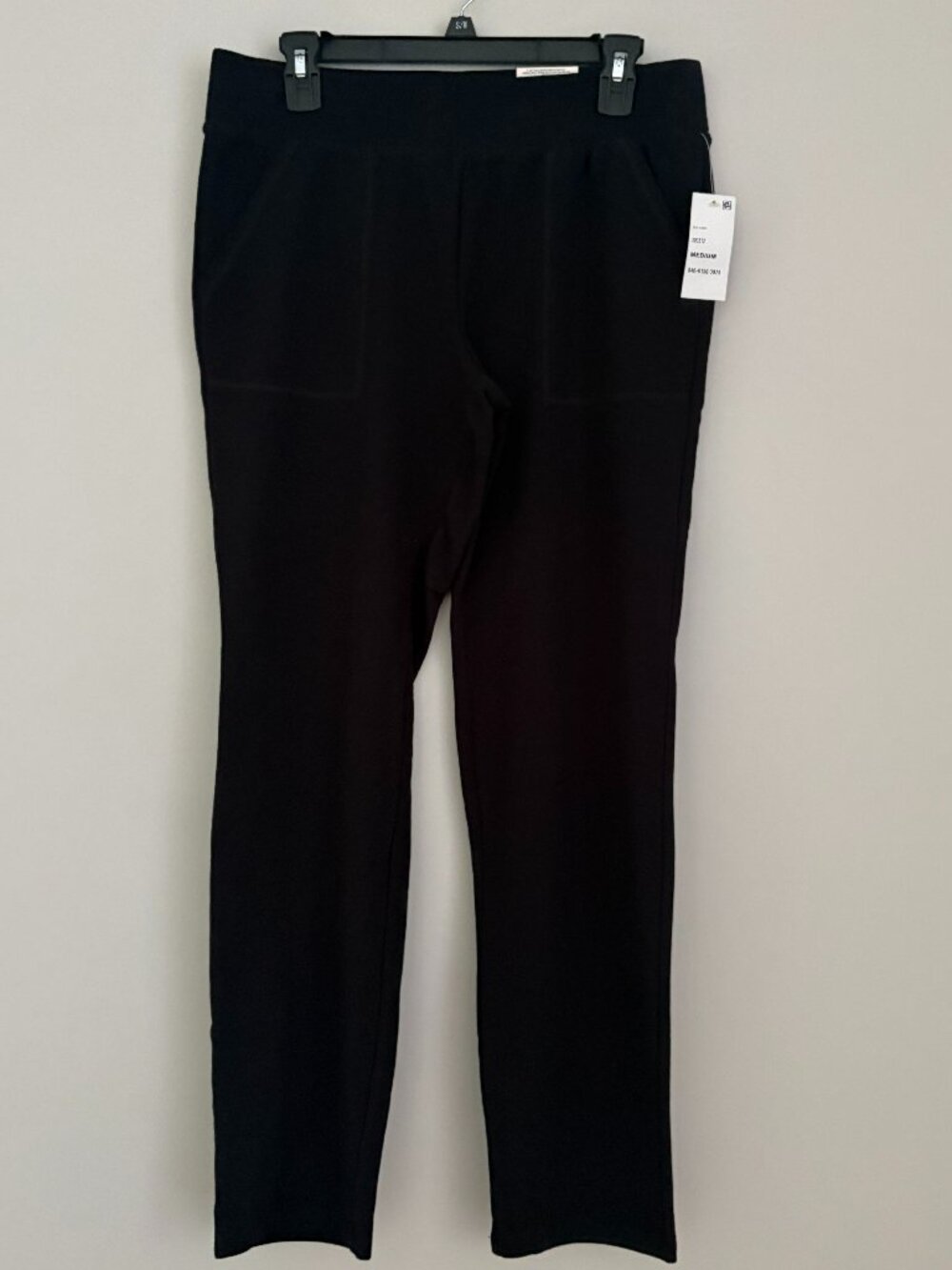 St. John's Bay Black Slim Leg French Terry Pants Mid Rise Lounge Casual M